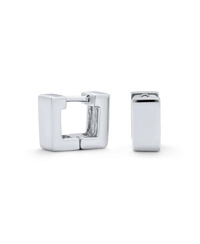 Bling Jewelry Modern Square Mini Hoop Huggie Earrings Gold Plated .925 Sterling Silver