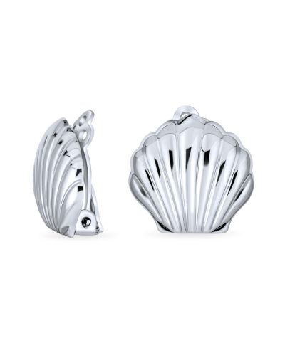 Bling Jewelry Nautical Seashell Clip-On Earrings .925 Sterling Silver