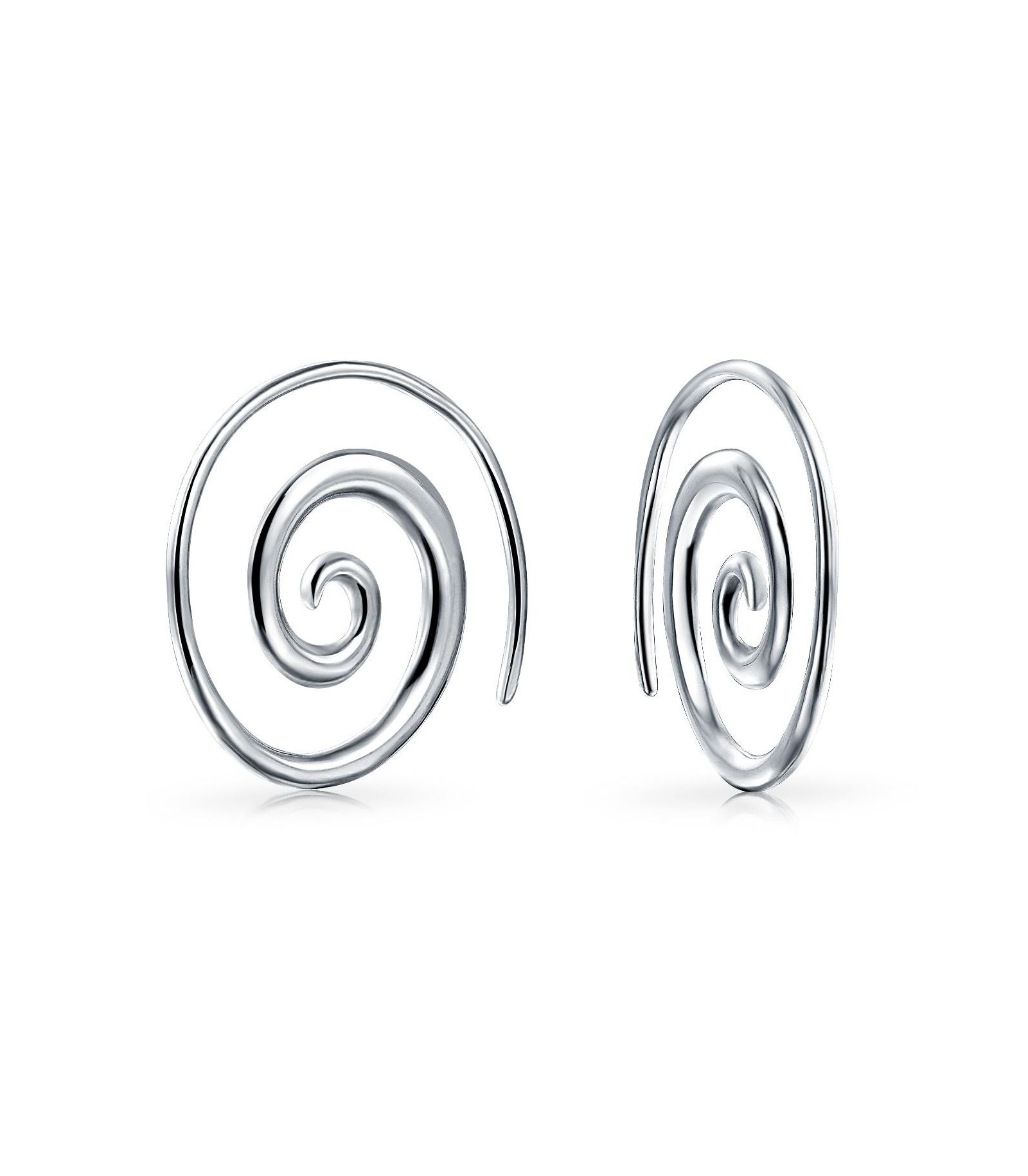 Серьги-протяжки Bling Jewelry Geometric Swirl Wire Spiral Hoop из стерлингового серебра