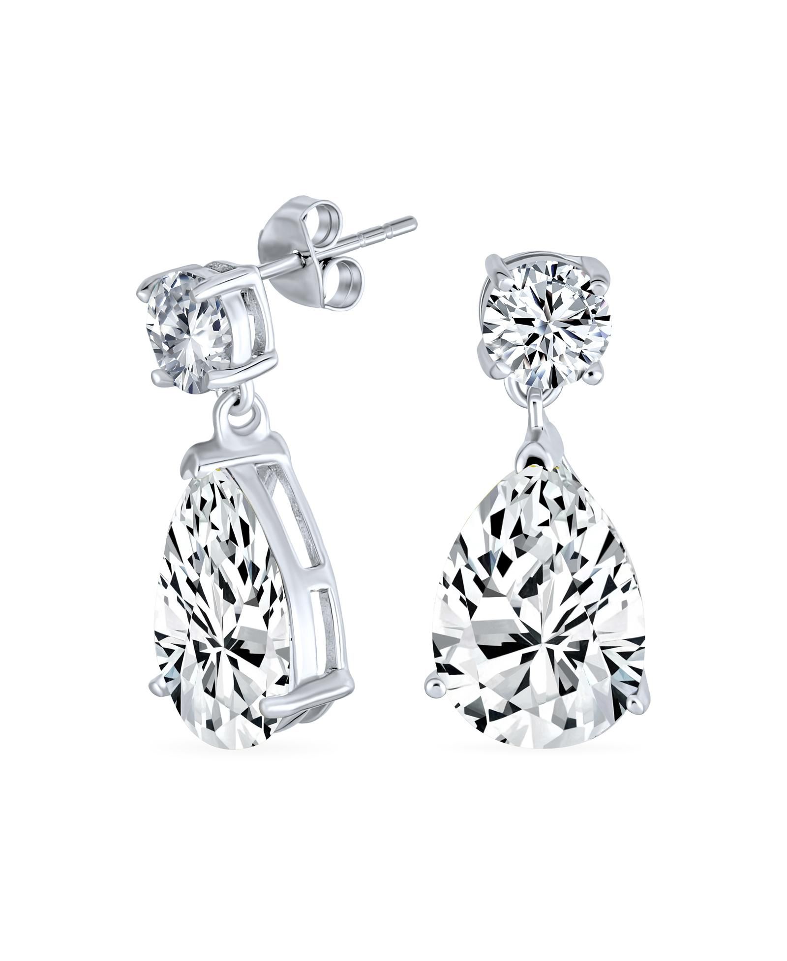 Серьги Bling Jewelry Teardrop CZ в позолоченном стерлинговом серебре