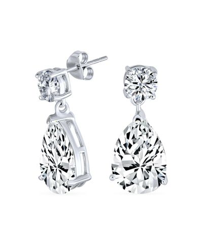 Bling Jewelry Classic 3CTW CZ Teardrop Drop Earrings .925 Sterling Silver