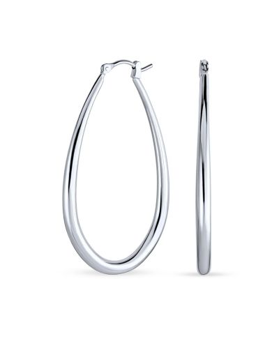 Серьги-кольца Bling Jewelry из стерлингового серебра.925, большие овальные