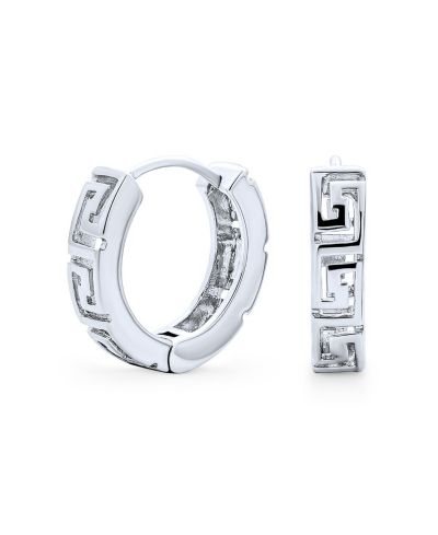 Bling Jewelry Rose Greek Huggie Mini Hoop Earrings Rose Gold Plated .925 Sterling Silver