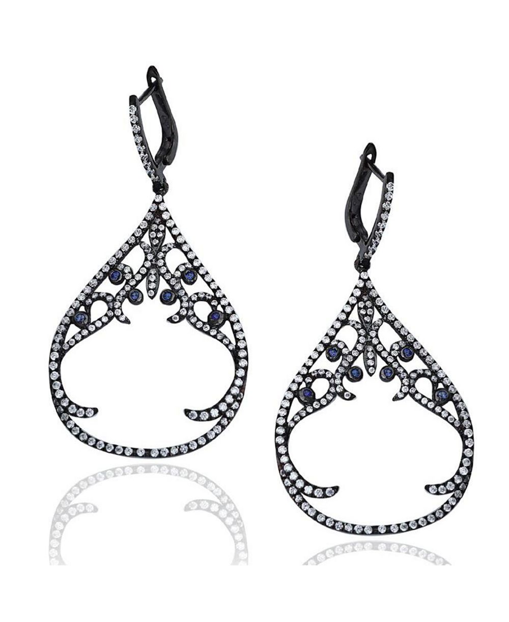 Серьги Suzy Levian Sterling Silver Cubic Zirconia Large Intrinsic Open Art