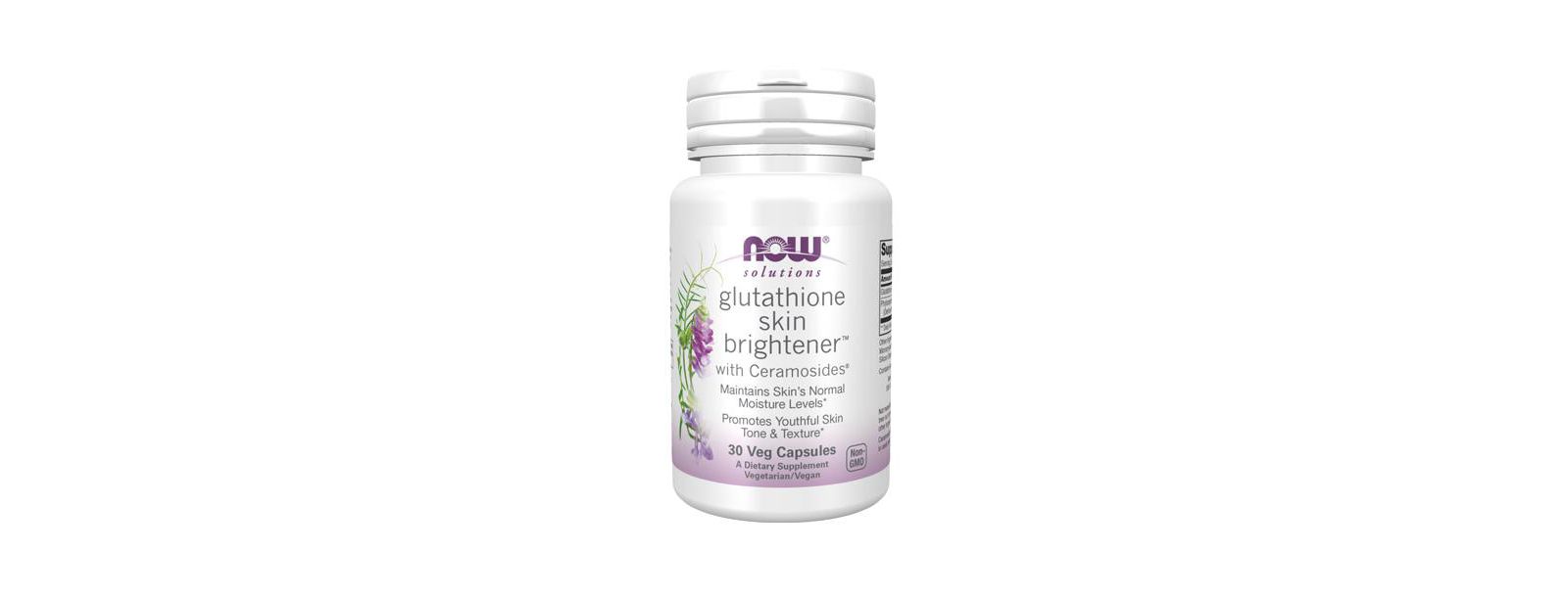 NOW Foods Glutathione Skin Brightener с Ceramosides 30 Veg Caps