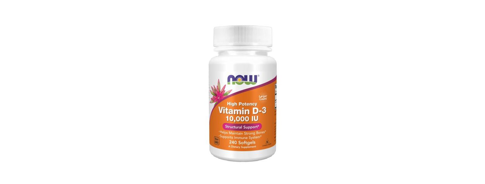 Витамин D-3 NOW Foods, 10,000 IU, 30 мягких капсул