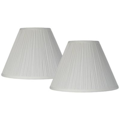 Springcrest Set of 2 White Pleated Medium Empire Lamp Shades 6.5" Top x 15" Bottom x 11" High (Spider) Replacement with Harp and Finial