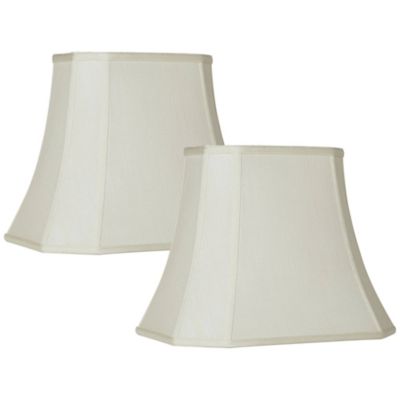 Imperial Shade Set of 2 Medium Cut Corner Rectangular Lamp Shades 10" Top x 16" Bottom x 13" High Spider Replacement with Harp and Finial