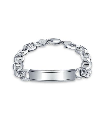 Bling Jewelry Men's Solid Mariner Chain Name Plate ID Bracelet 10MM Sterling Silver 8"