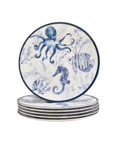 Набор меламиновых обеденных тарелок Certified International Sea Life, 6 шт