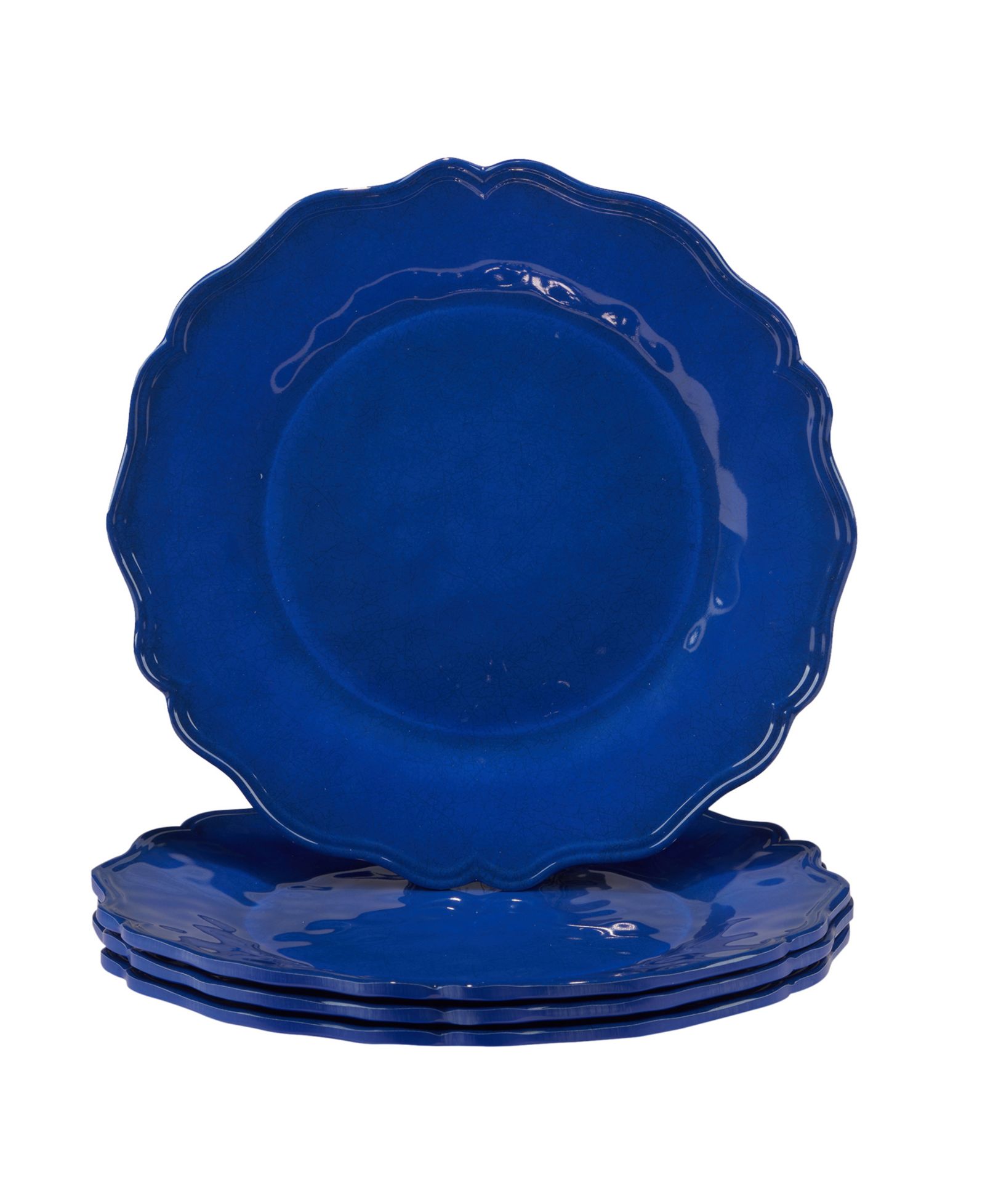Certified International Blue Indigo Crackle Dinner Plates, Set of 4