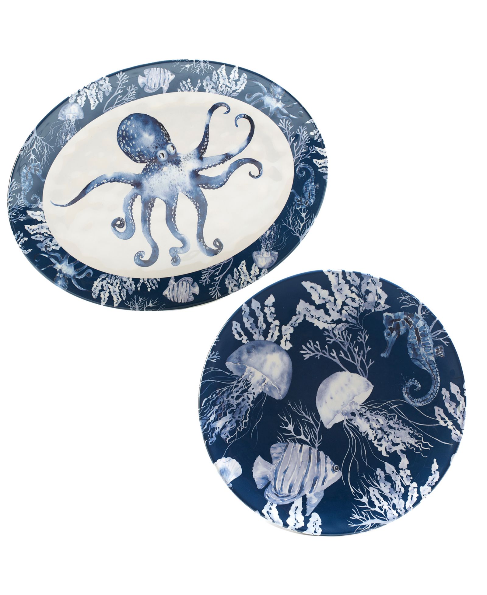 Certified International Sea Life Melamine 2-Piece Platter Set