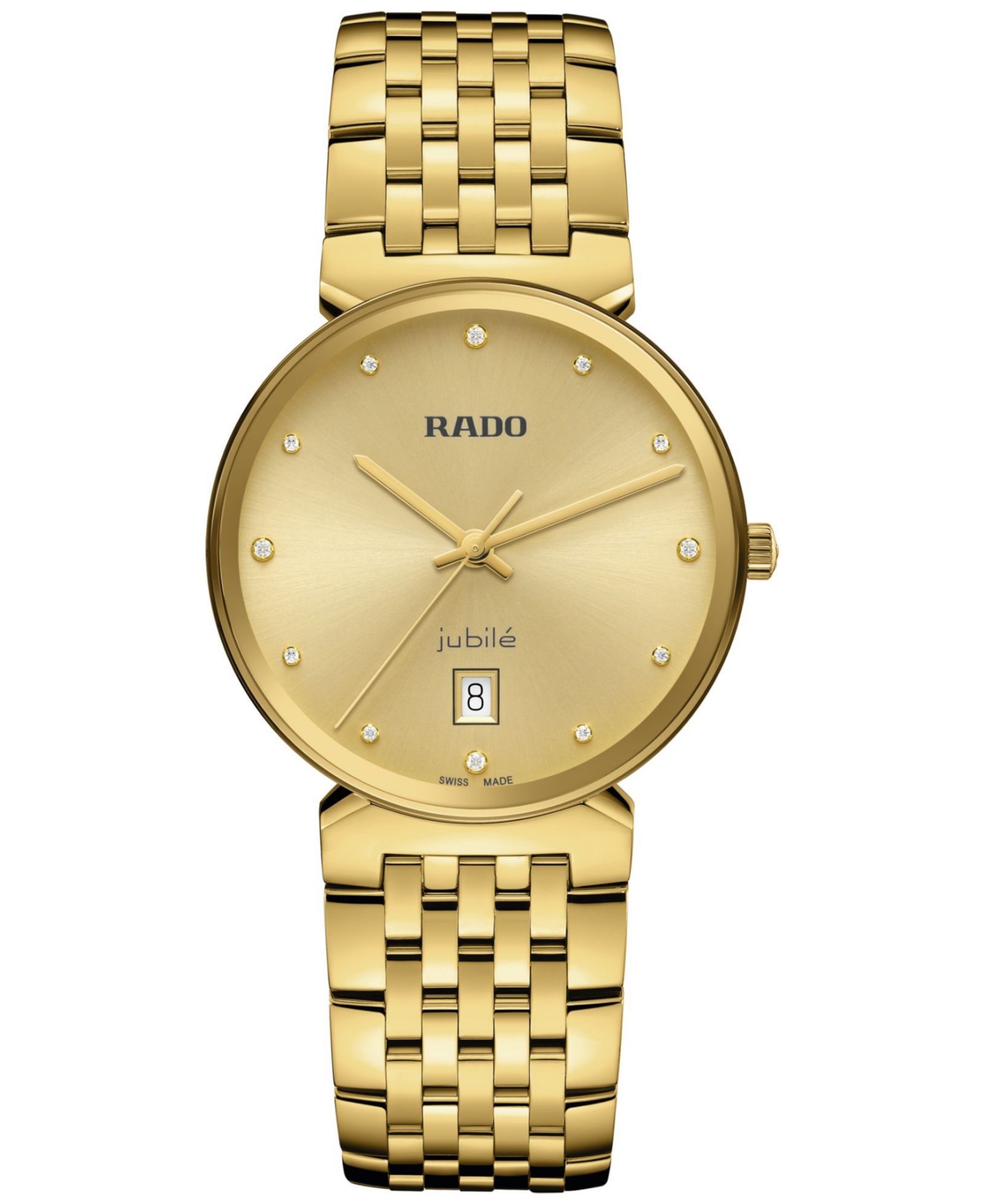 Rado Women's Swiss Florence Diamond (1/20 ct. t.w.) Gold PVD Stainless Steel Bracelet Watch 38mm
