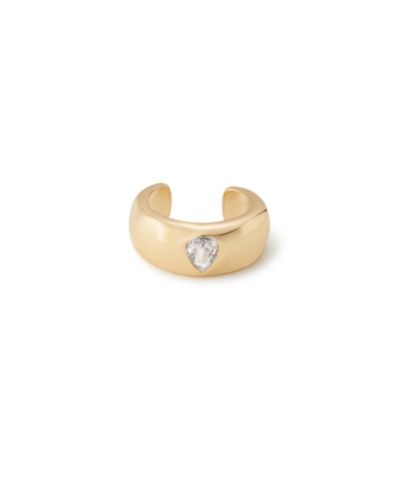 Серьги-кафф ETTIKA Hammered Earring Cuff с камнем Pear CZ