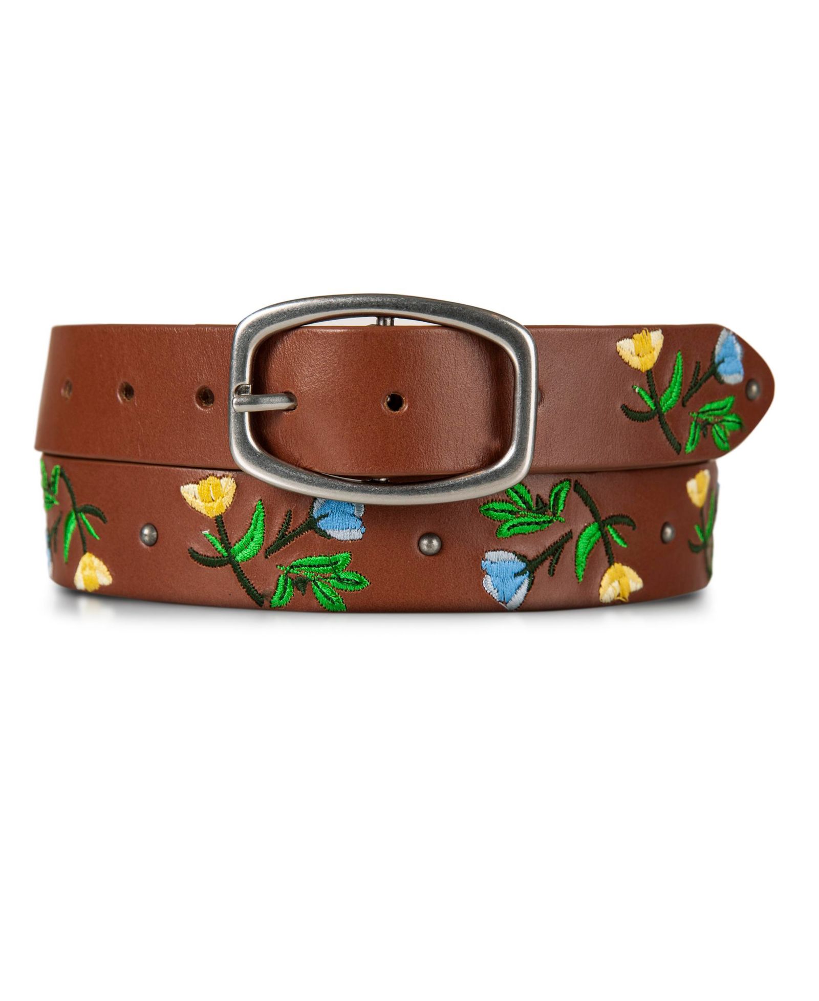 Lucky Brand Embroidered Floral Leather Belt