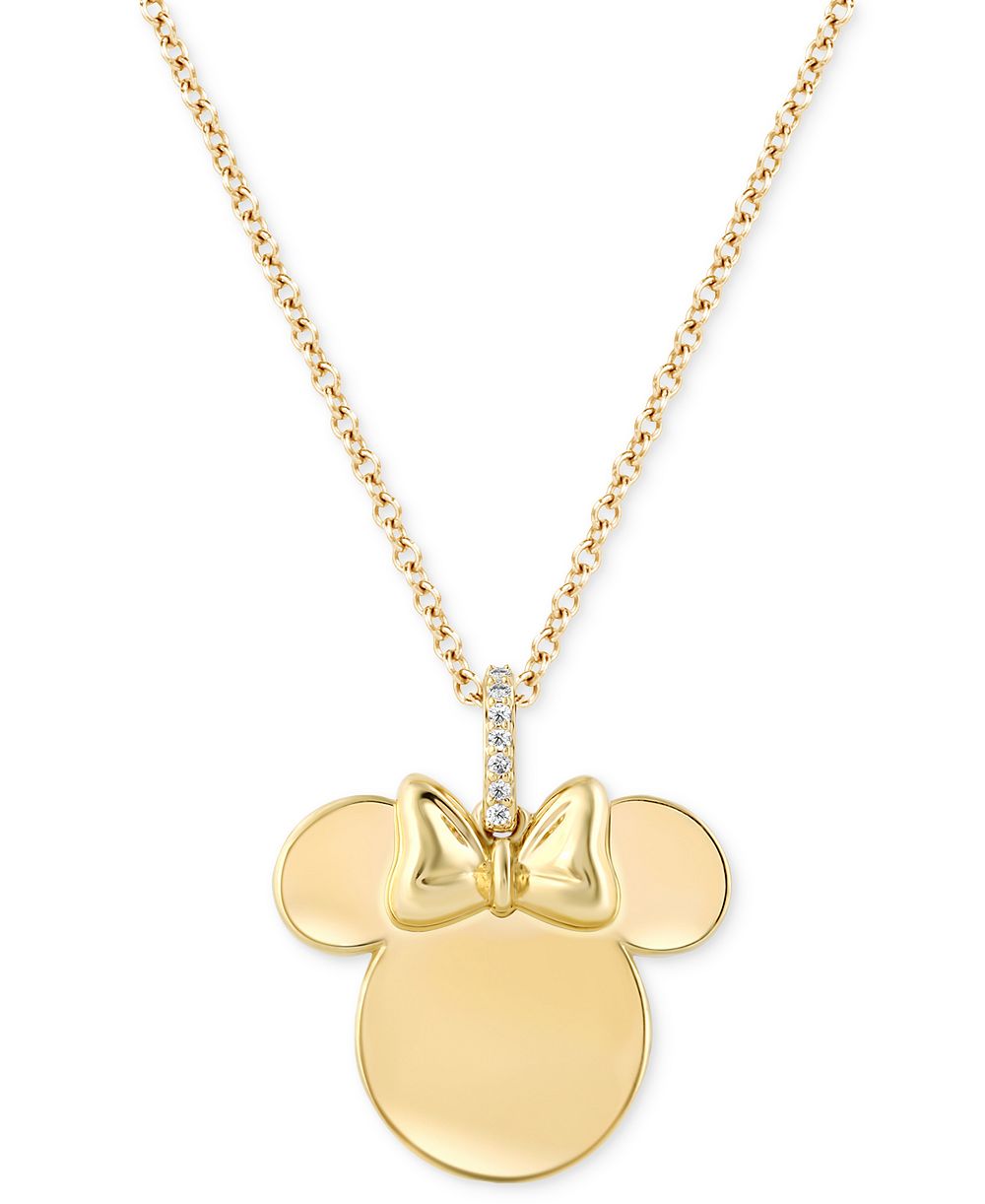 Disney Wonder Fine Jewelry Diamond Accent Minnie Mouse Polished Silhouette 18" Pendant Necklace in Gold-Plated Sterling Silver