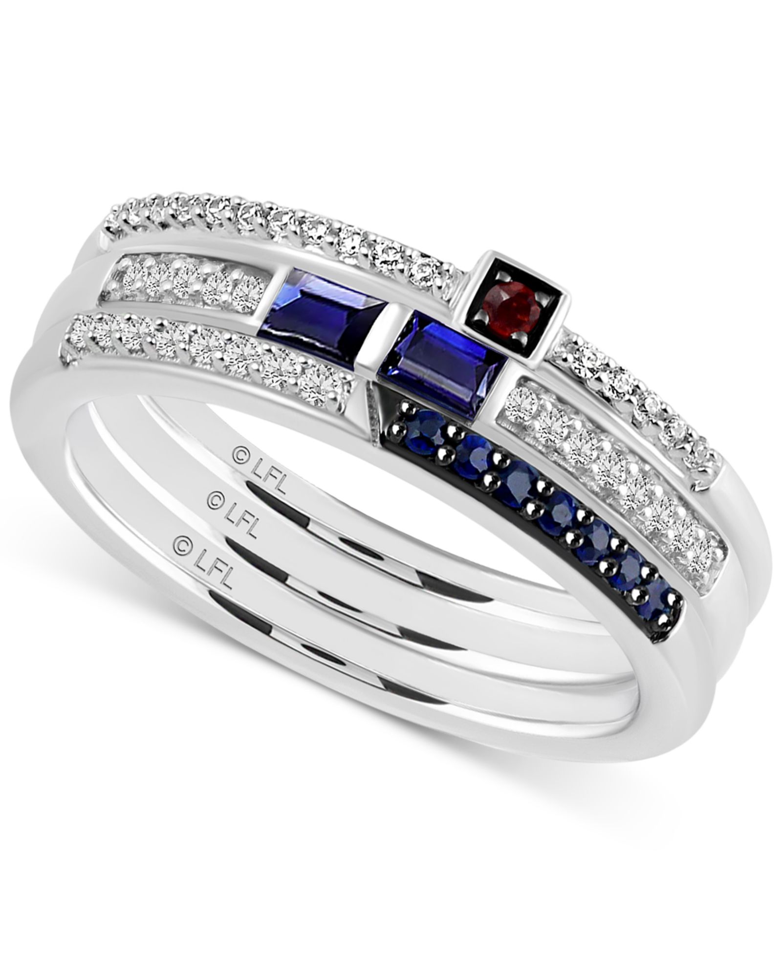 Star Wars Кольца в стиле R2D2 из Sterling Silver с сапфиром, гранатом и бриллиантом