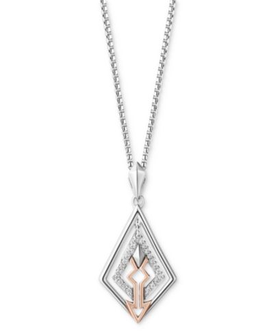 Star Wars Wonder Fine Jewelry Diamond Ahsoka 18" Pendant Necklace (1/10 ct. t.w.) in Sterling Silver & Rose Gold-Plate