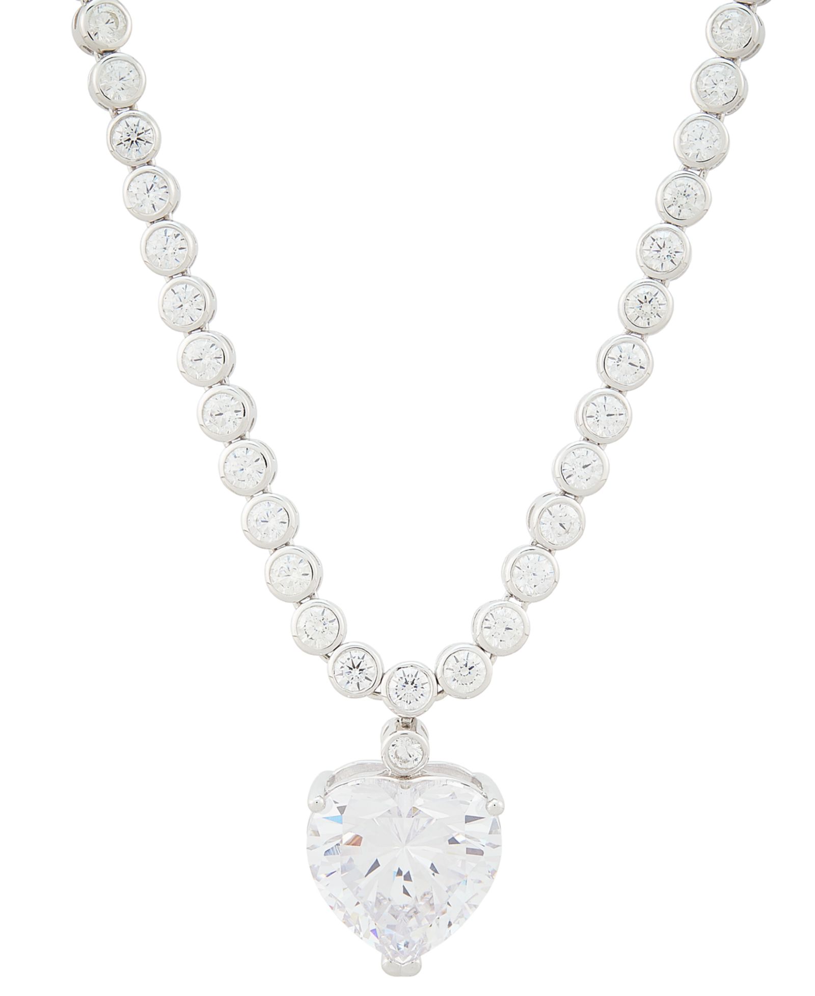Подвеска-ожерелье Arabella Cubic Zirconia Heart & Bezel-Set 18" из стерлингового серебра