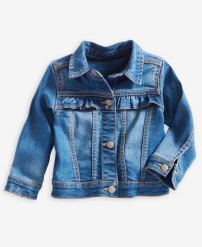 First Impressions Baby Girls 3M-24M Mix and Match Ruffled-Trim Denim Jacket, Exclusively at Macy's