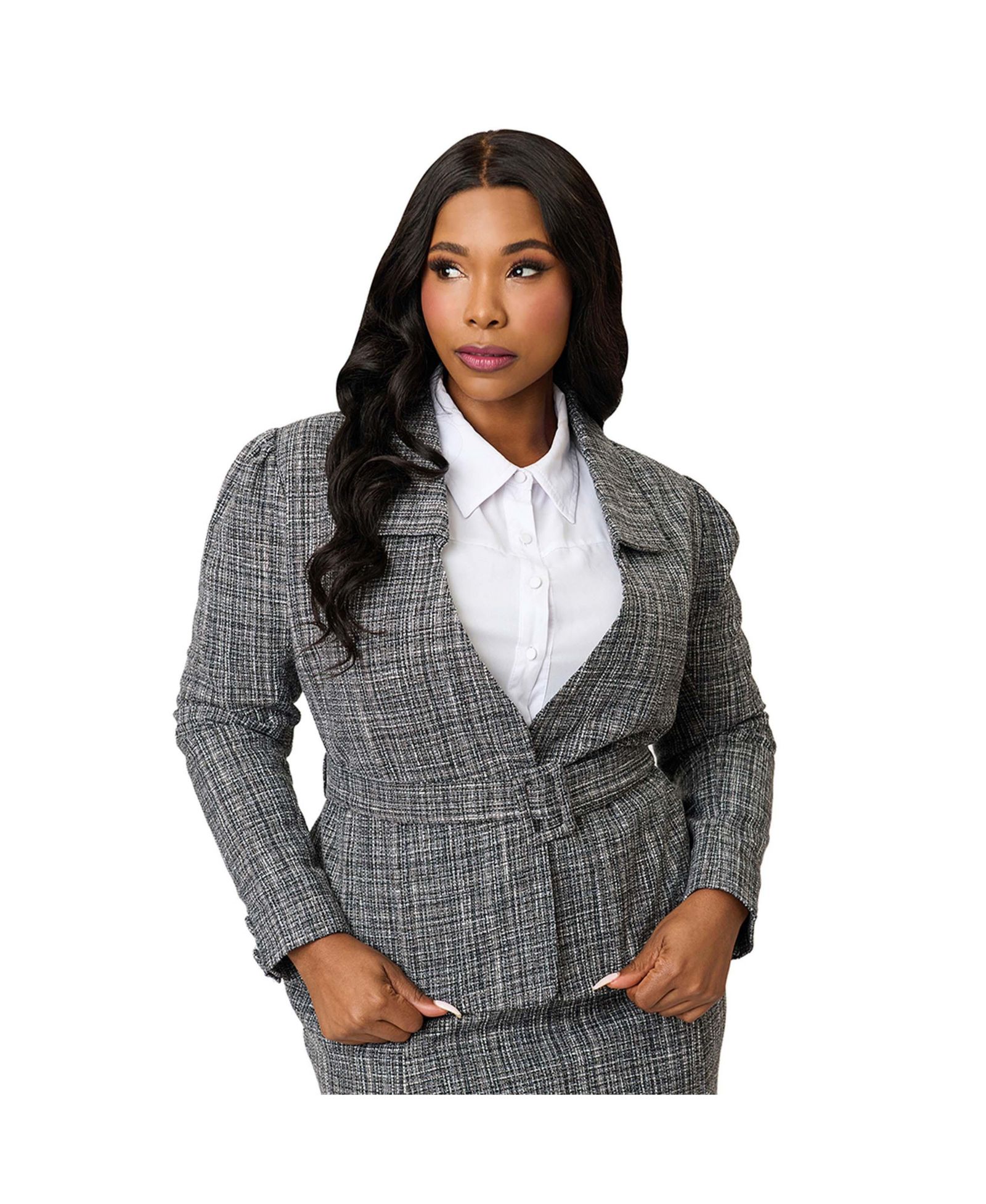 Unique Vintage Plus Size 1940s Tweed Belted Jacket