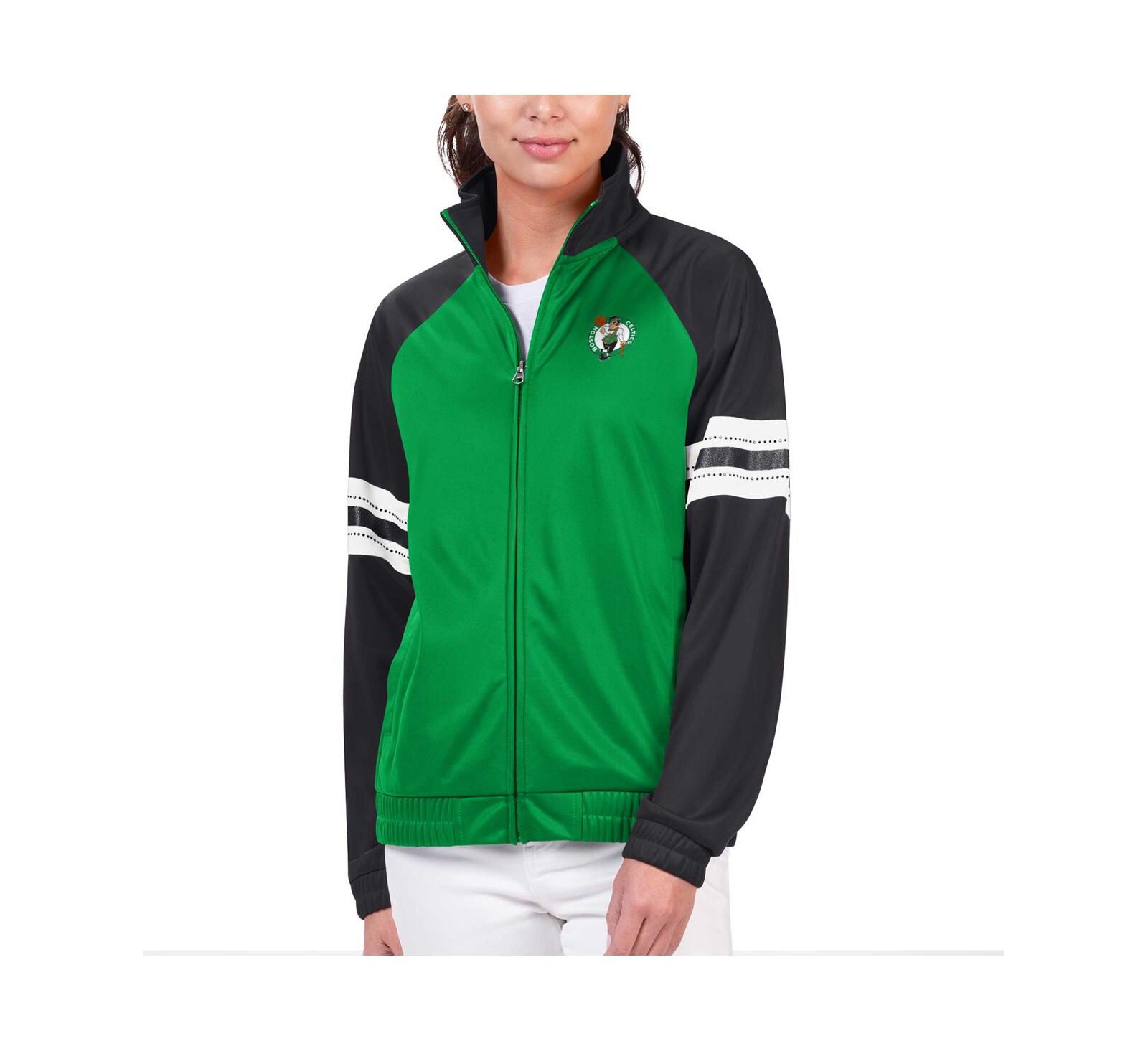 Women's G-III 4Her by Carl Banks Kelly Green Boston Celtics Main Player Raglan Rhinestone Full-Zip Track Jacket