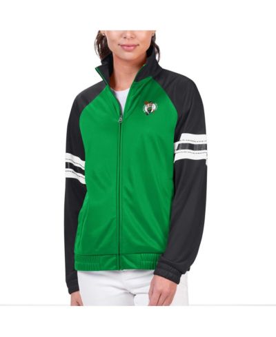 Women's G-III 4Her by Carl Banks Kelly Green Boston Celtics Main Player Raglan Rhinestone Full-Zip Track Jacket
