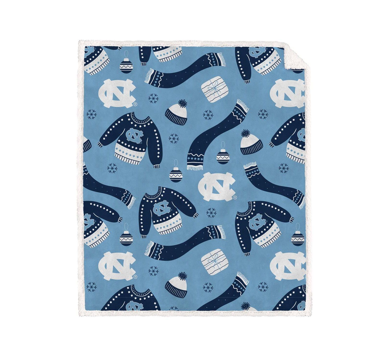 Pegasus North Carolina Tar Heels 60" x 70" Уродливый свитер Flannel Fleece Sherpa Blanket