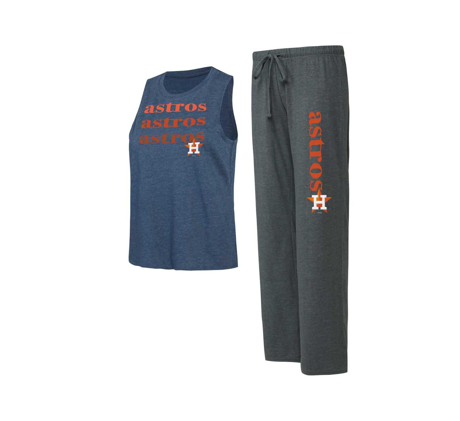 Women's Concepts Sport Charcoal, Navy Houston Astros Meter Muscle Tank and Pants Sleep Set