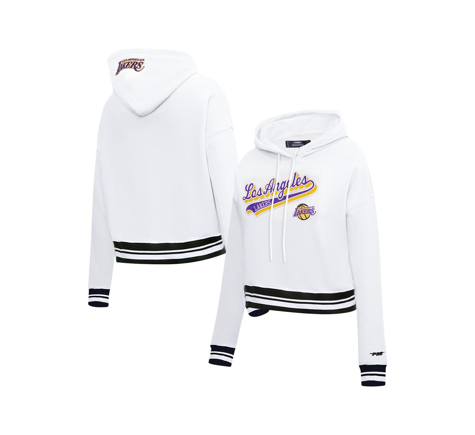 Женское укороченное худи Pro Standard White Los Angeles Lakers