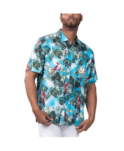 Мужская рубашка Margaritaville Light Blue Chase Elliott Jungle Parrot Party Button-Up