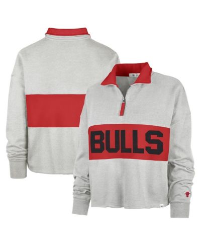 Women's '47 Brand Heather Gray Distressed Chicago Bulls Breakthrough Remi Quarter-Zip Jacket