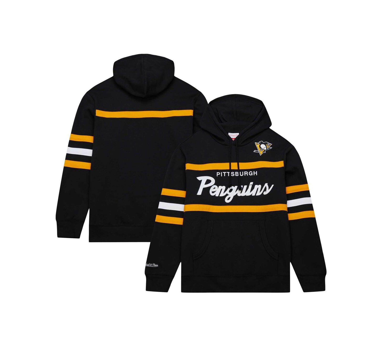 Men's Mitchell & Ness Black Pittsburgh Penguins Head Coach Pullover Hoodie