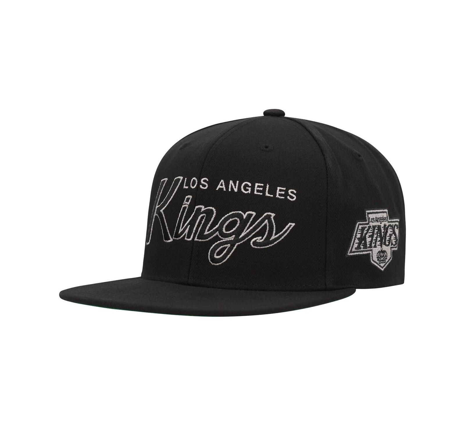 Men's Mitchell & Ness Black Los Angeles Kings Core Team Script 2.0 Snapback Hat