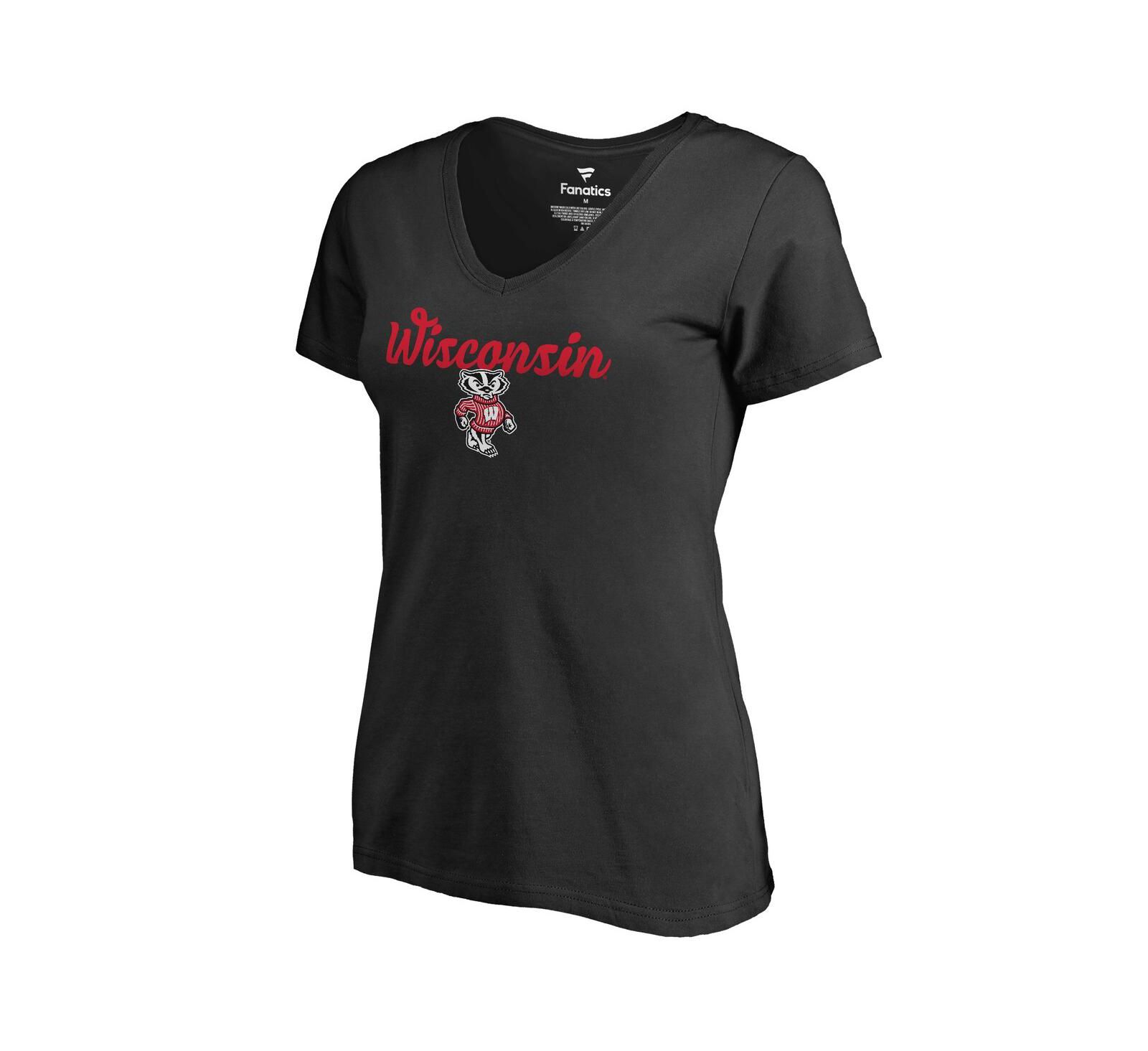 Women's Fanatics Black Wisconsin Badgers Freehand T-shirt