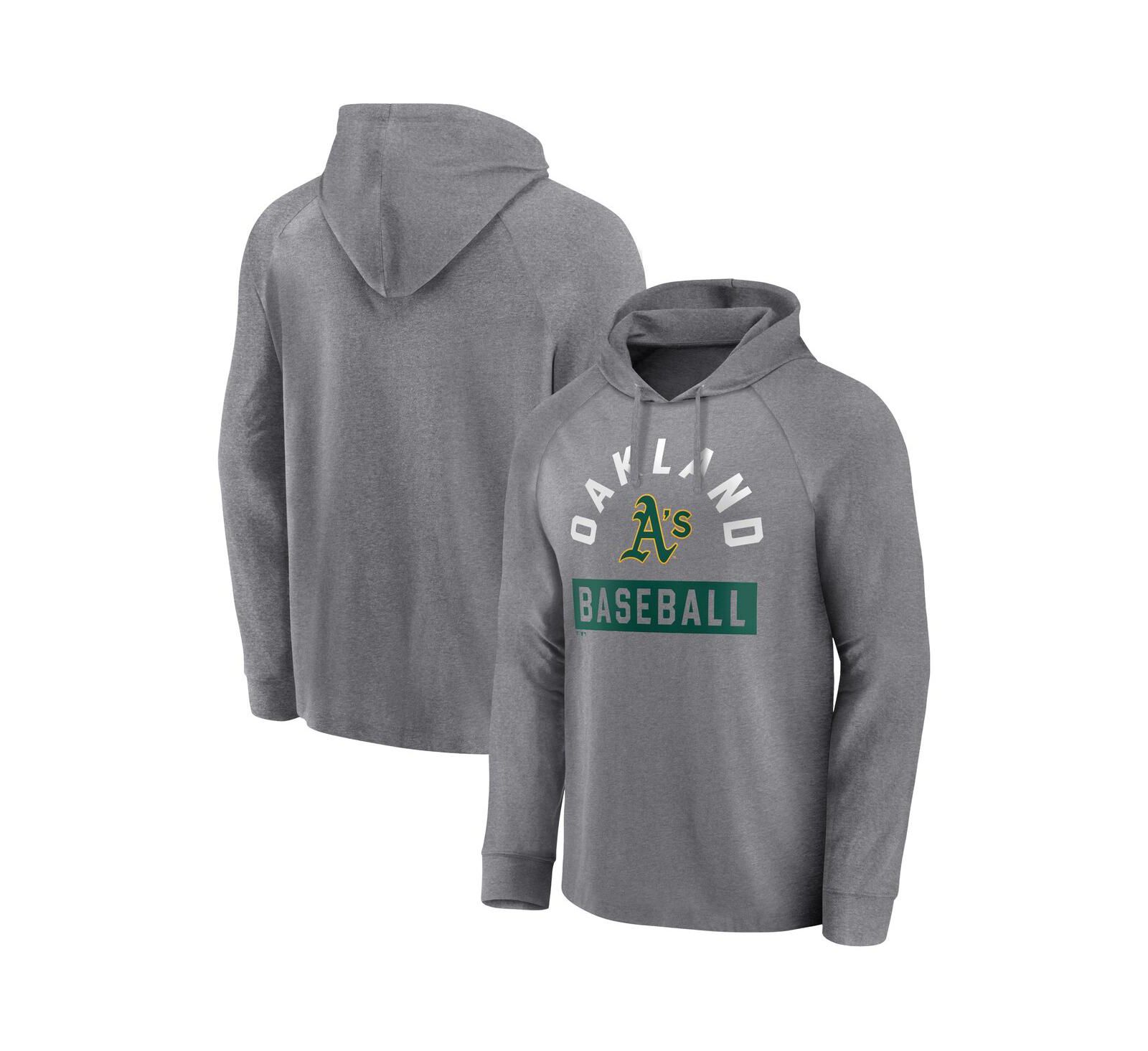 Мужское худи Fanatics серого цвета Oakland Athletics Raglan Pullover