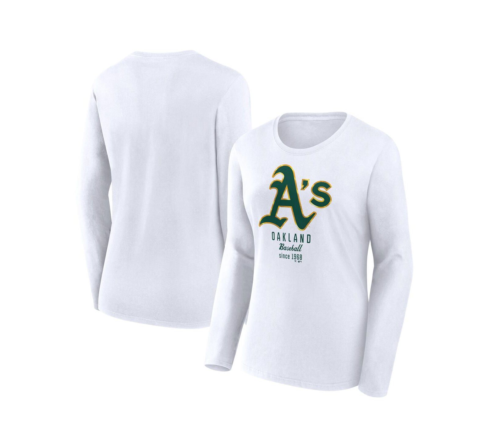 Fanatics Женская легкая футболка Oakland Athletics с длинным рукавом белого цвета