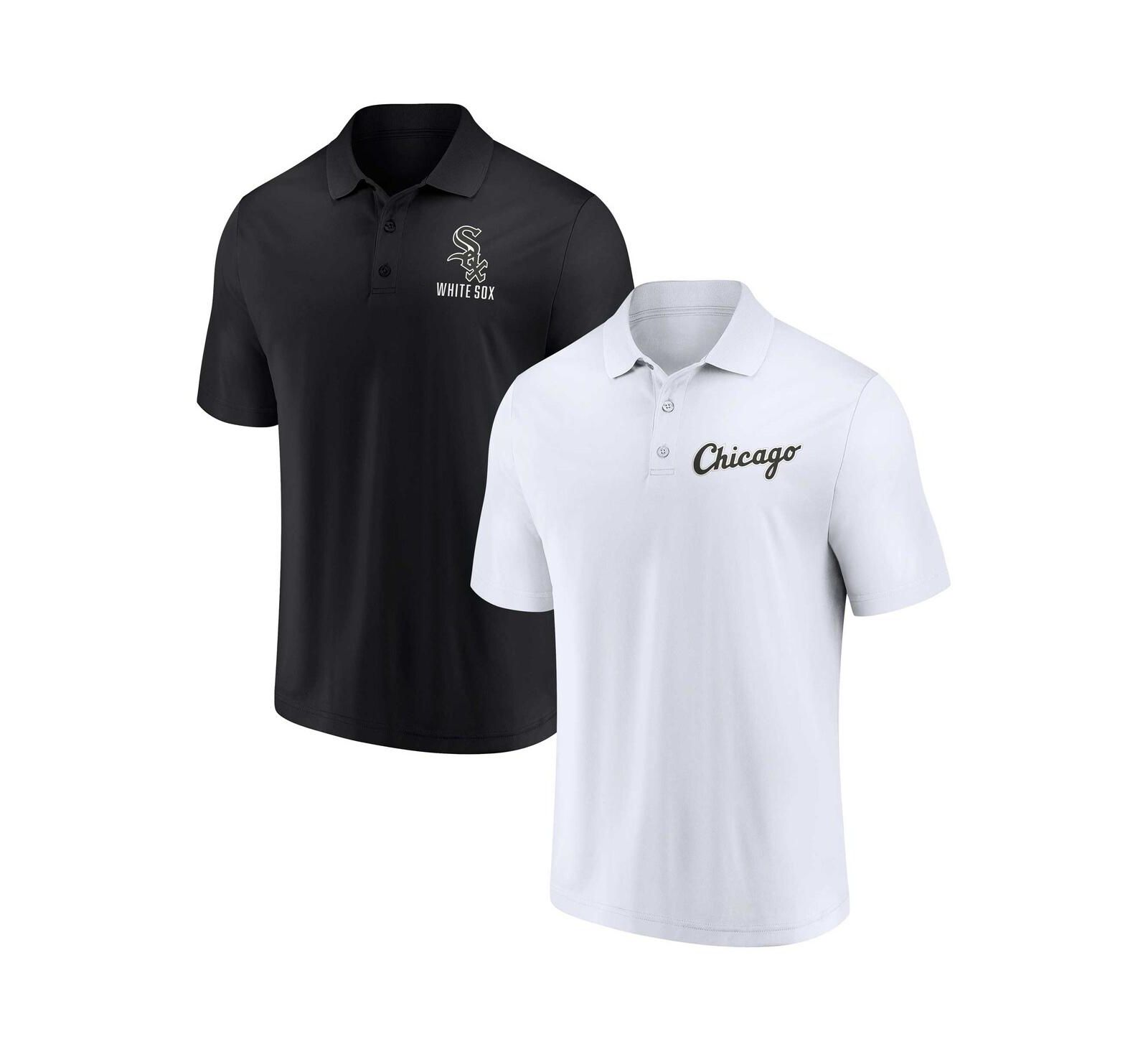 Men's Fanatics Black, White Chicago White Sox Two-Pack Logo Lockup Polo Shirt Set