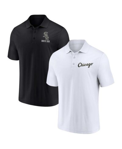 Men's Fanatics Black, White Chicago White Sox Two-Pack Logo Lockup Polo Shirt Set