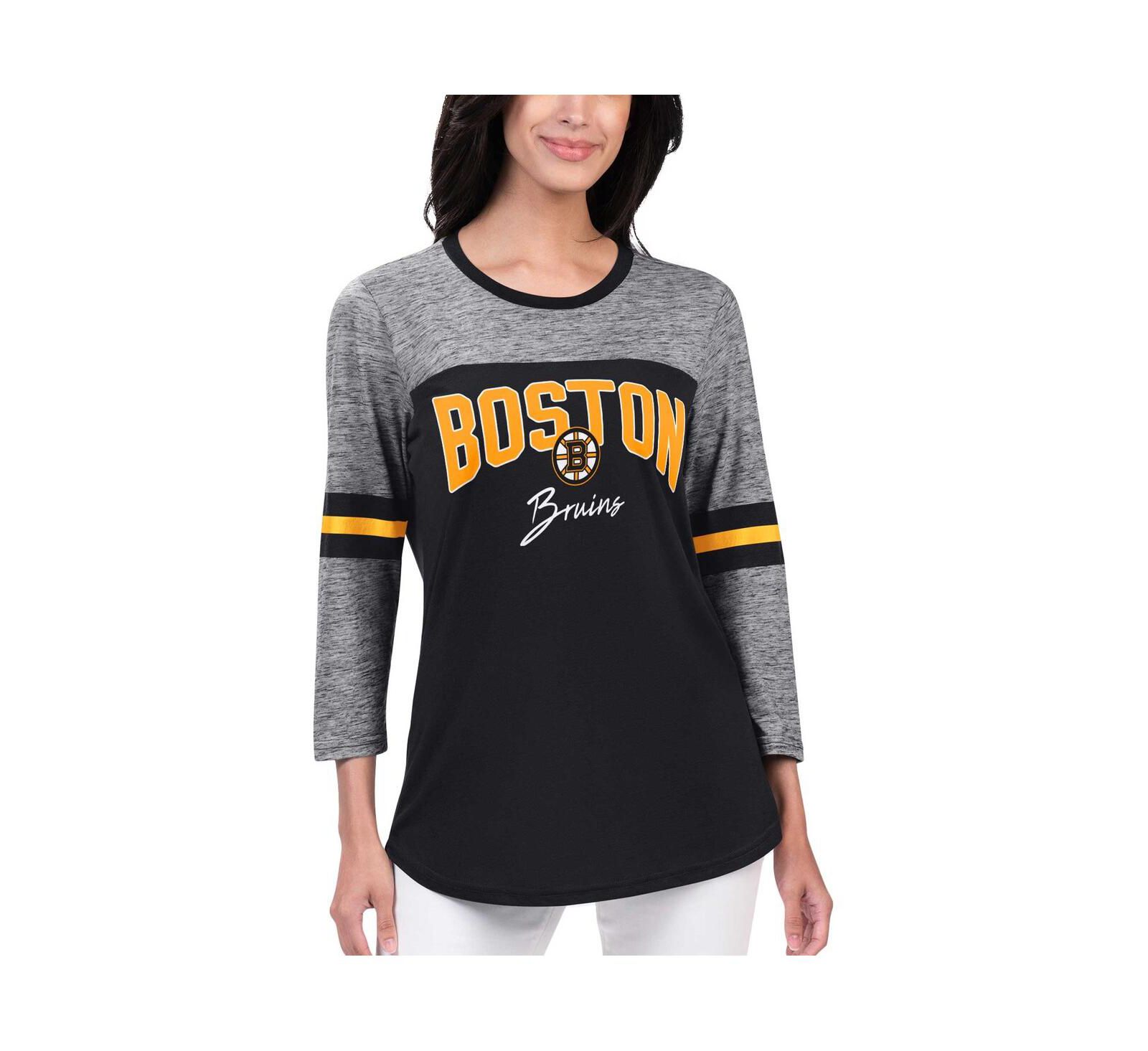 Women's G-III 4Her by Carl Banks Black Boston Bruins Play The Game 3/4-Sleeve T-shirt