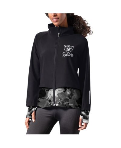 Women's MSX by Michael Strahan Black Las Vegas Raiders Grace Raglan Full-Zip Running Jacket