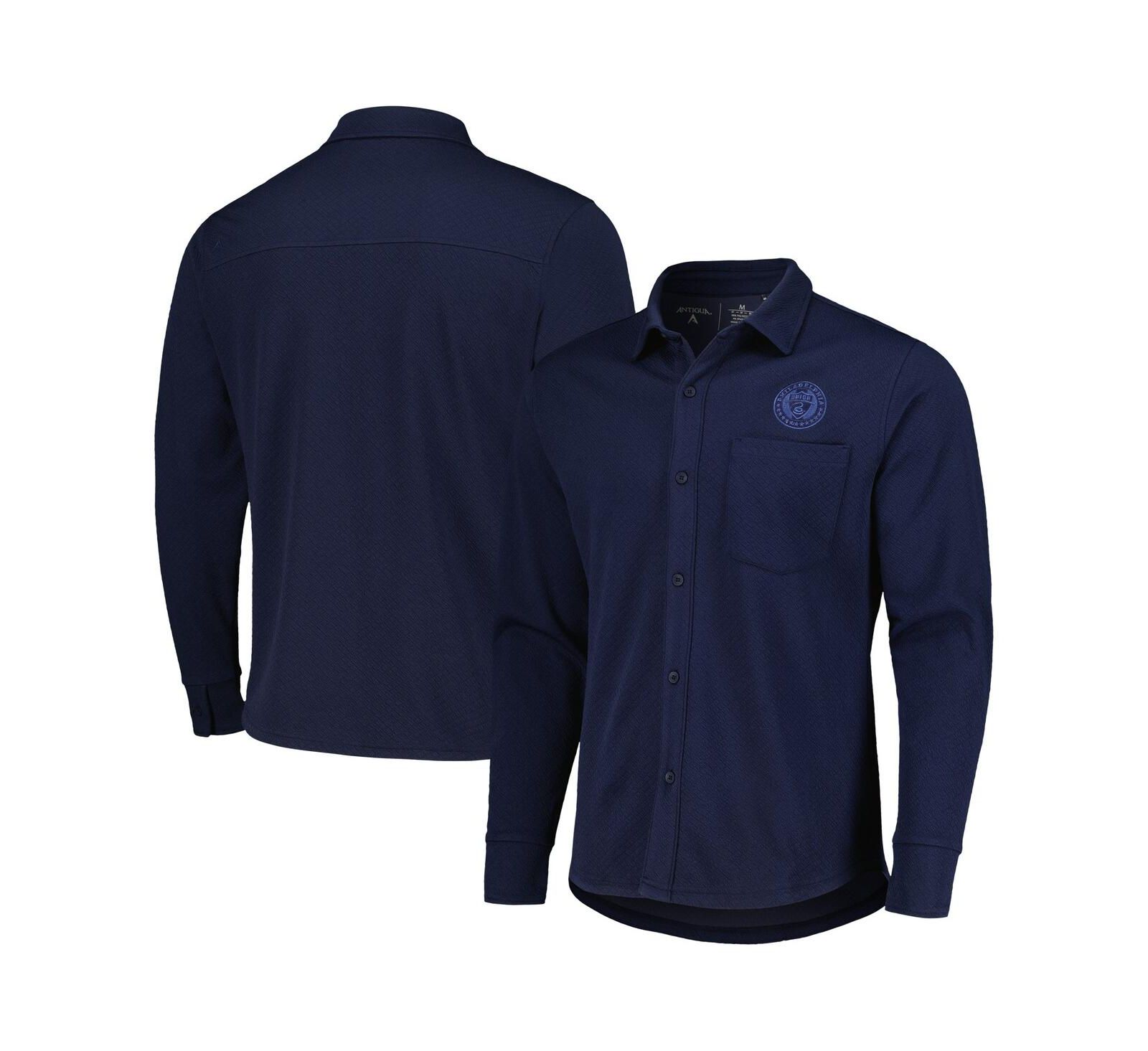 Men's Antigua Navy Philadelphia Union Streamer Diamond Button-Up Shacket