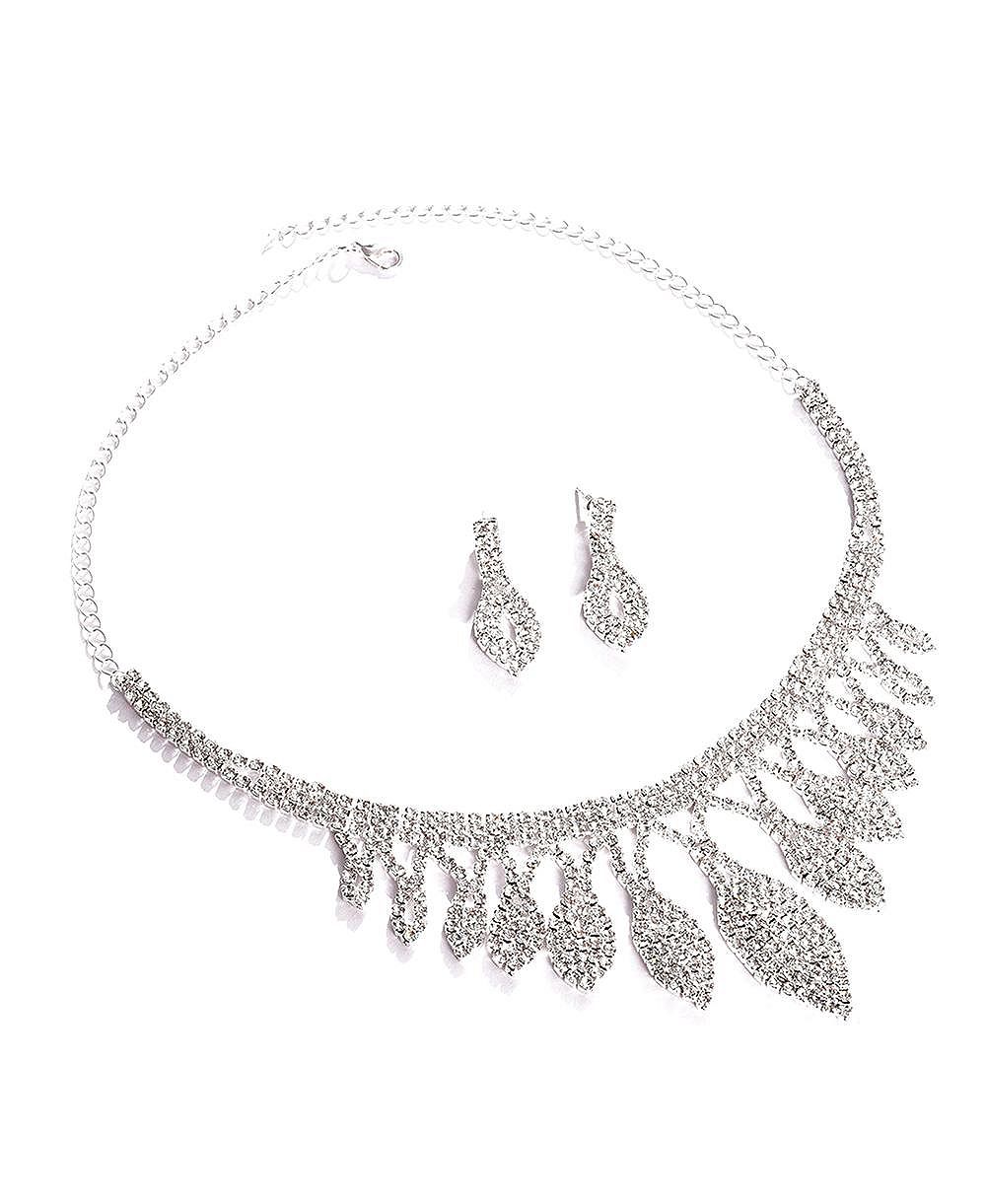 SOHI Women's Bling Teardrop Necklace And Earrings ()