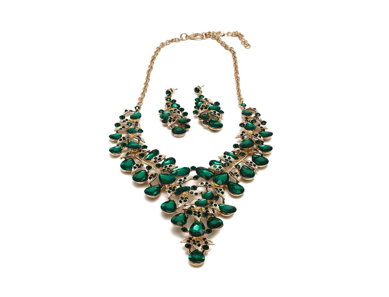Женский набор из ожерелья и сережек SOHI Green Maxi Stone (2 шт)