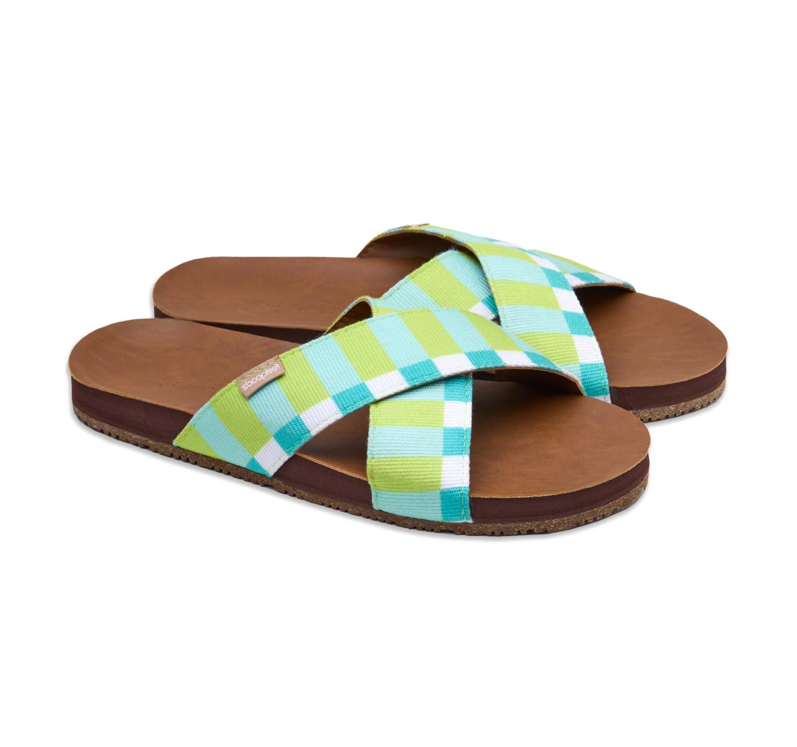 Feelgoodz Women's Zensole Cascades Faux Leather Double Strap Slide Sandals