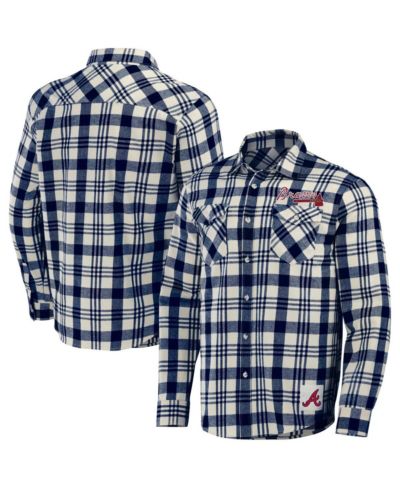 Мужская фланелевая рубашка в клетку Darius Rucker Collection By Fanatics Navy Atlanta Braves