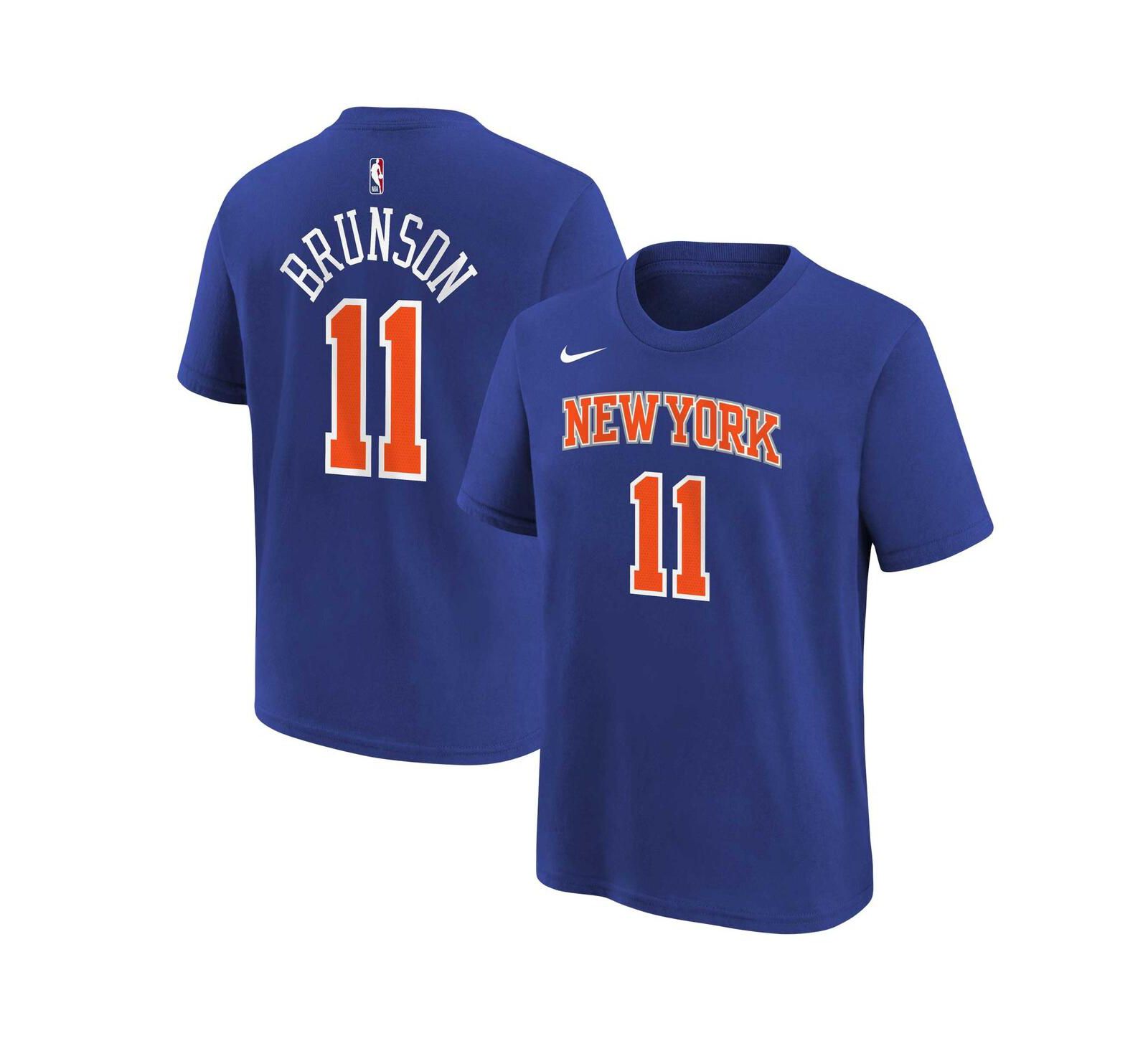 Футболка Nike Big Boys and Girls Jalen Brunson Blue New York Knicks Icon Name & Number