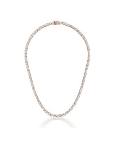 Genevive Elegant Sterling Silver 3MM Cubic Zirconia Tennis Necklace