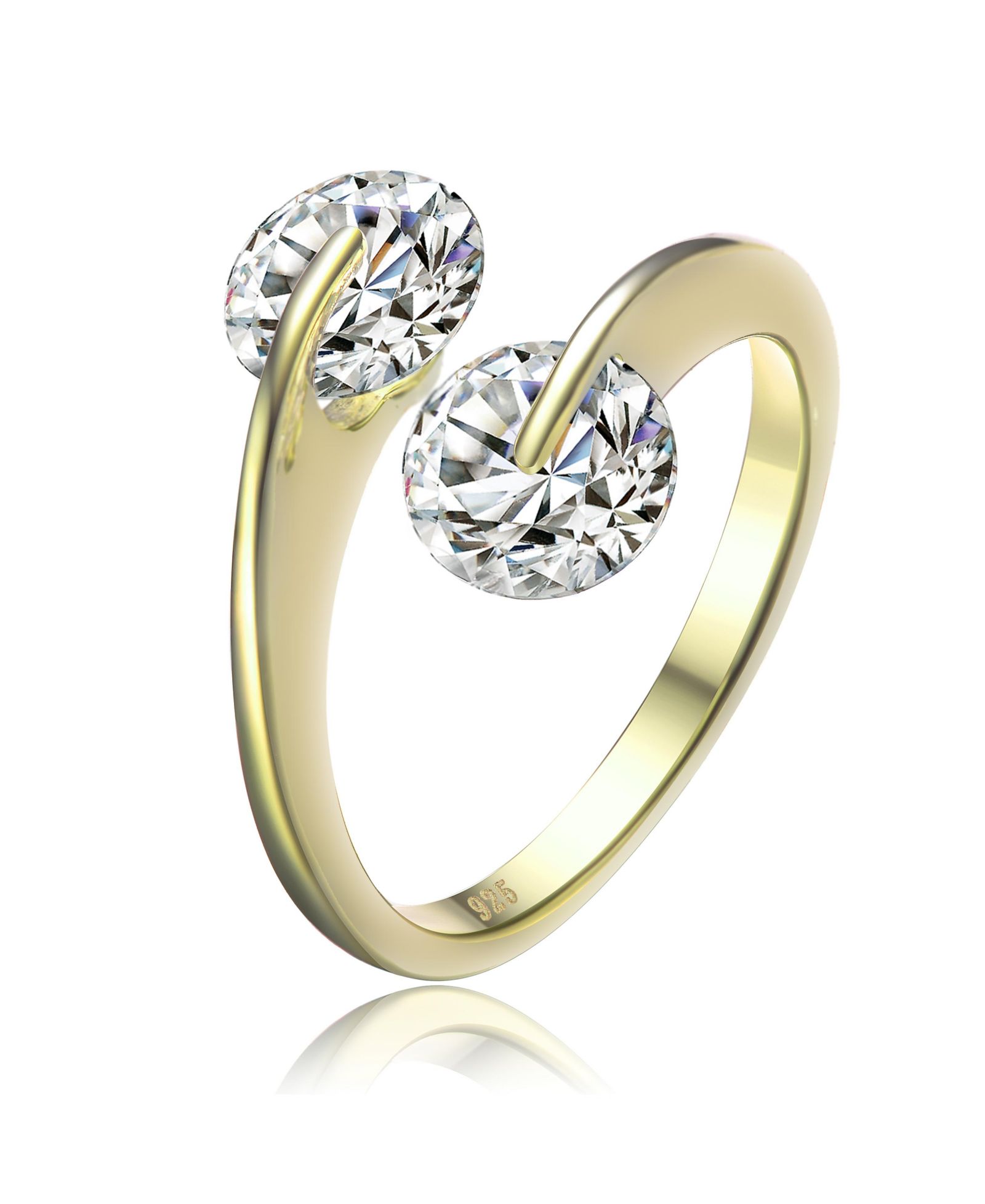 Genevive Clear Cubic Zirconia Double Bypass Ring