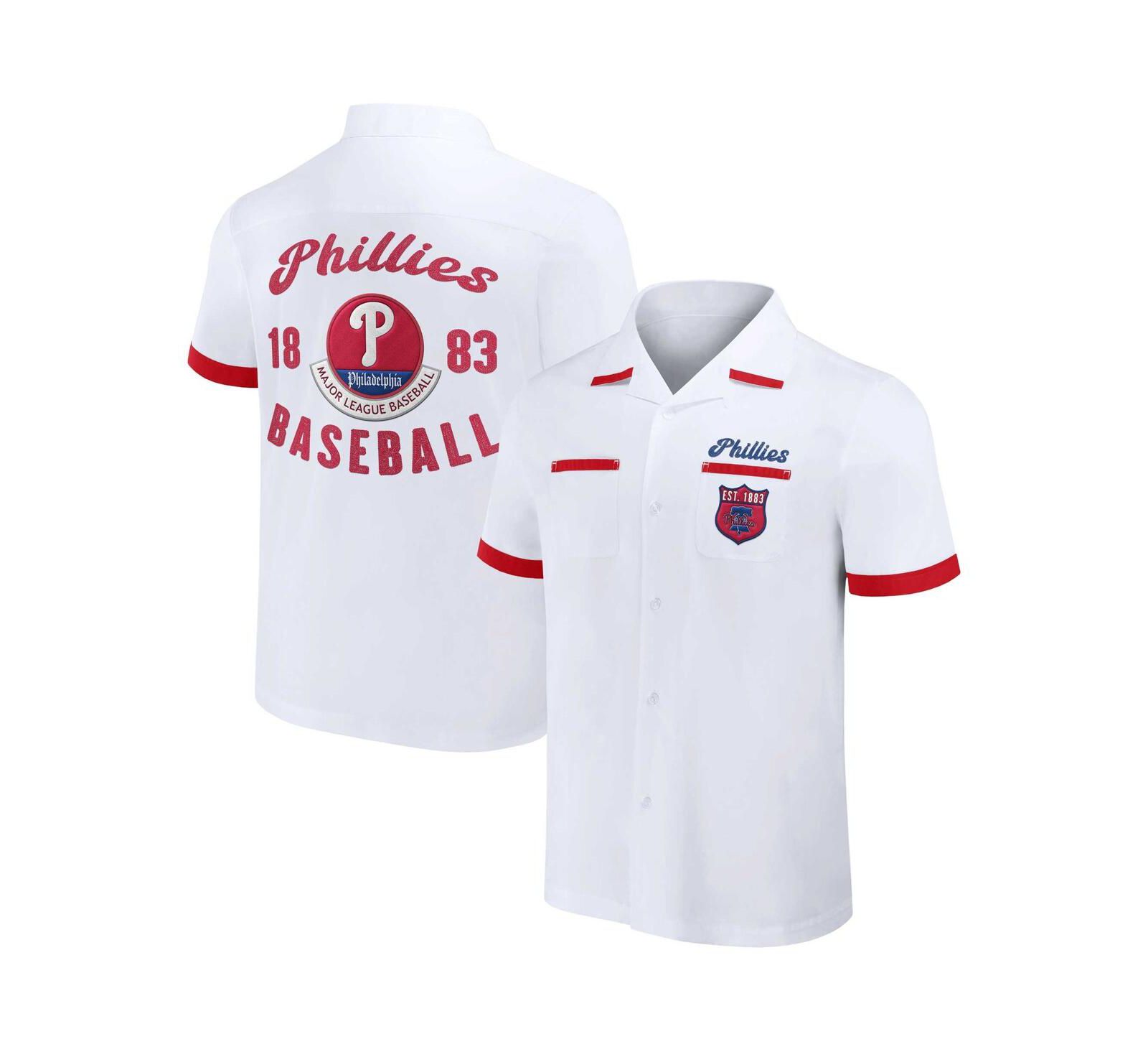 Men's Darius Rucker Collection By Fanatics White Philadelphia Phillies Bowling Button-Up Shirt